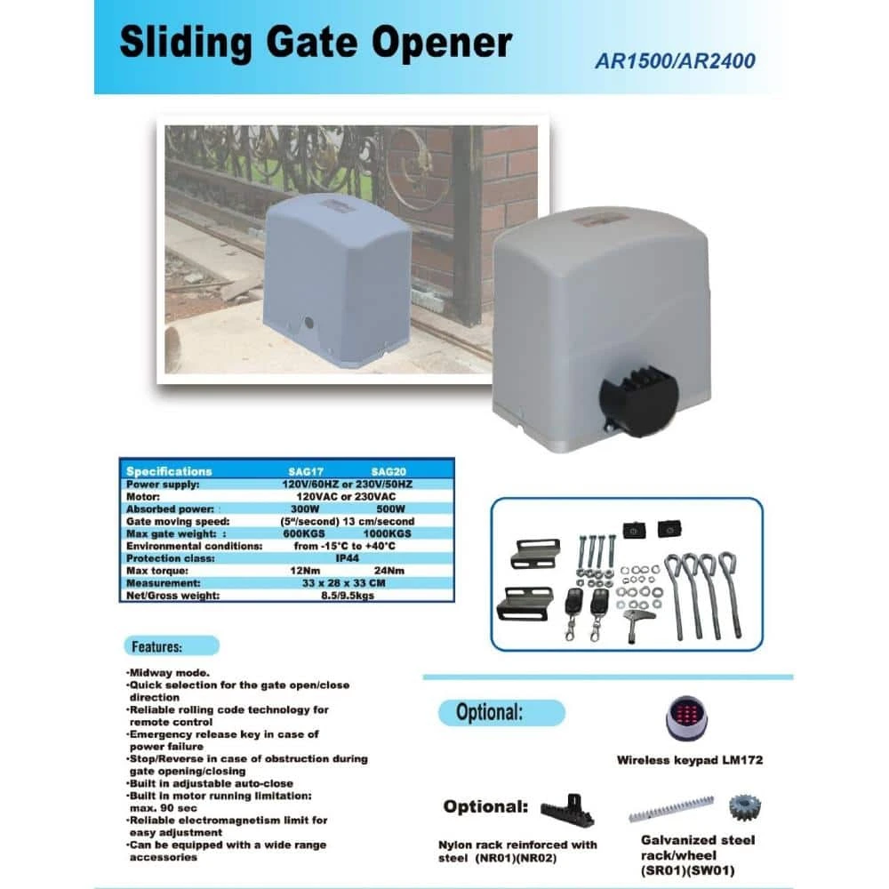 Promo ❤️ Slide Single Automatic Gate Opener Kit 40 ft. - 1500 lbs. by ALEKO ⌛ 6 Promo ❤️ Slide Single Automatic Gate Opener Kit 40 ft. - 1500 lbs. by ALEKO ⌛ - Image 4