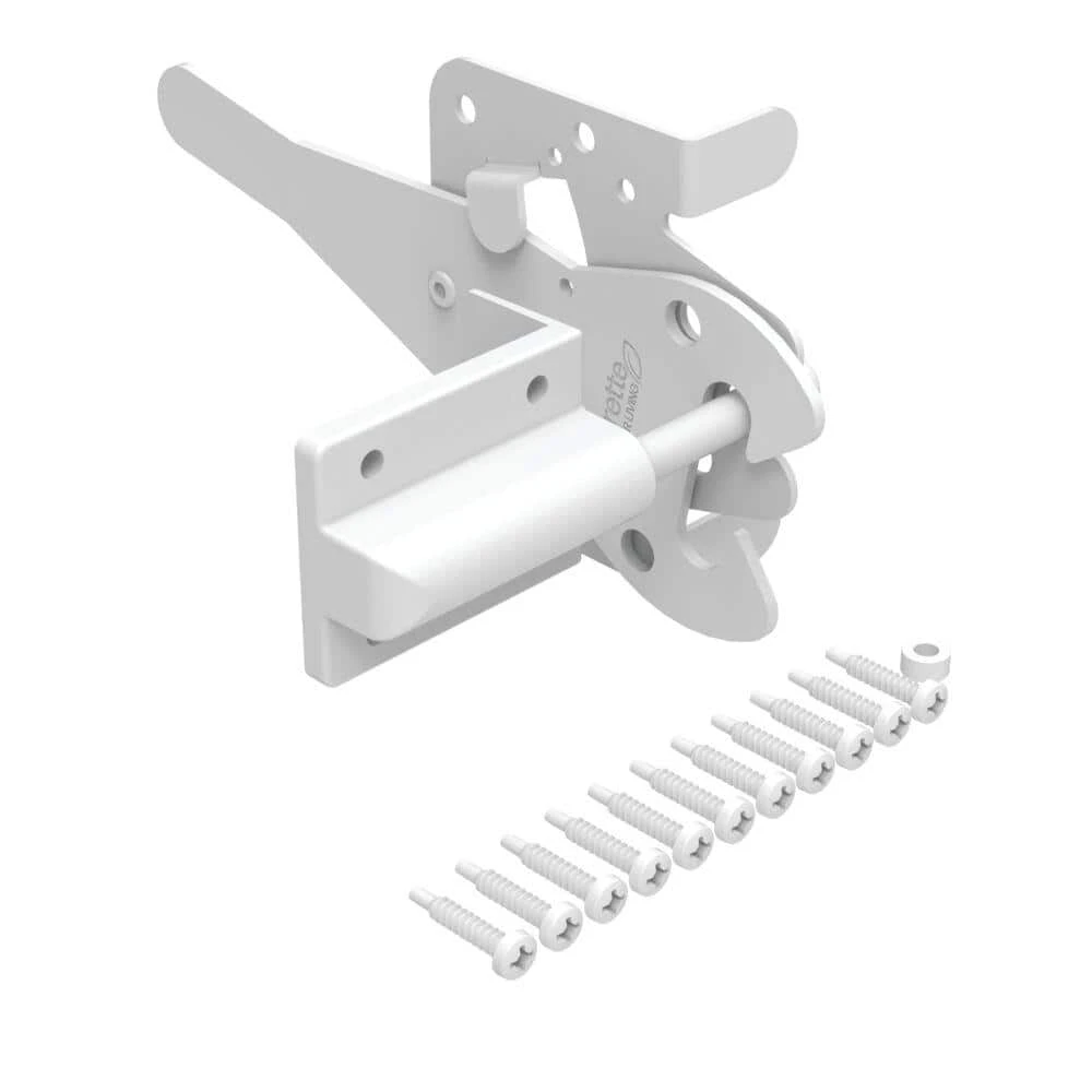 Best Pirce 🤩 7.75 in. x 4 in. Heavy-Duty Steel White Gate Latch by Barrette Outdoor Living ✔️ 4 Best Pirce 🤩 7.75 in. x 4 in. Heavy-Duty Steel White Gate Latch by Barrette Outdoor Living ✔️ - Image 2