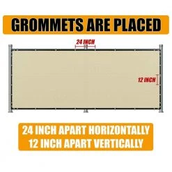 Best Sale ✨ 6 ft. H x 50 ft. W Beige Fence Outdoor Privacy Screen with Black Edge Bindings and Grommets by AMGO 👏 -Cheap Fence Gates Plus Store beige amgo outdoor privacy screens fence650beige 40 1000