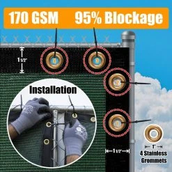 Best Sale ✨ 6 ft. H x 50 ft. W Beige Fence Outdoor Privacy Screen with Black Edge Bindings and Grommets by AMGO 👏 -Cheap Fence Gates Plus Store beige amgo outdoor privacy screens fence650beige 44 1000