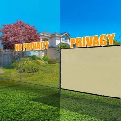 Best Sale ✨ 6 ft. H x 50 ft. W Beige Fence Outdoor Privacy Screen with Black Edge Bindings and Grommets by AMGO 👏 -Cheap Fence Gates Plus Store beige amgo outdoor privacy screens fence650beige 4f 1000