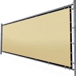 Best Sale โจ 6 ft. H x 50 ft. W Beige Fence Outdoor Privacy Screen with Black Edge Bindings and Grommets by AMGO ๐