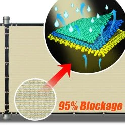 Best Sale ✨ 6 ft. H x 50 ft. W Beige Fence Outdoor Privacy Screen with Black Edge Bindings and Grommets by AMGO 👏 -Cheap Fence Gates Plus Store beige amgo outdoor privacy screens fence650beige c3 1000