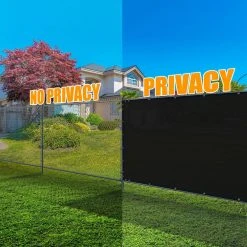 Brand new 👏 6 ft. H x 50 ft. W Black Fence Outdoor Privacy Screen with Black Edge Bindings and Grommets by AMGO 🔥 -Cheap Fence Gates Plus Store black amgo outdoor privacy screens fence650black 1f 1000