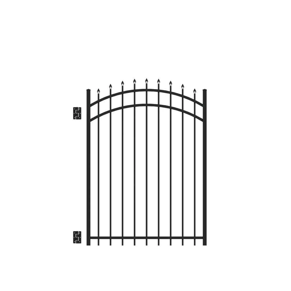 Outlet 🎁 Cascade Standard-Duty 4 ft. W x 5 ft. H Black Aluminum Arched Pre-Assembled Fence Gate by Barrette Outdoor Living ✨ 3 Outlet 🎁 Cascade Standard-Duty 4 ft. W x 5 ft. H Black Aluminum Arched Pre-Assembled Fence Gate by Barrette Outdoor Living ✨