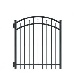 Promo ✨ Brilliance Standard-Duty 4 ft. W x 4 ft. H Black Aluminum Arched Pre-Assembled Fence Gate by Barrette Outdoor Living ✔️