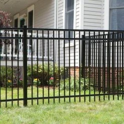 Discount ✨ Natural Reflections Heavy-Duty 5 ft. H x 8 ft. W Black Aluminum Pre-Assembled Fence Panel by Barrette Outdoor Living ✔️ -Cheap Fence Gates Plus Store black barrette outdoor living metal fence panels 73008982 c3 1000