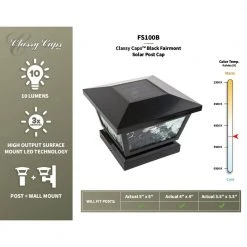 Coupon 🔥 5 in. x 5 in./ 4 in. x 4 in. Black ABS Outdoor Fairmont Solar Post Cap (2-Pack) by Classy Caps 💯 -Cheap Fence Gates Plus Store black classy caps deck post caps fs100b 1f 1000