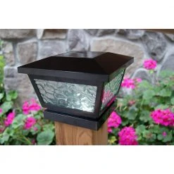 Coupon 🔥 5 in. x 5 in./ 4 in. x 4 in. Black ABS Outdoor Fairmont Solar Post Cap (2-Pack) by Classy Caps 💯 -Cheap Fence Gates Plus Store black classy caps deck post caps fs100b 4f 1000