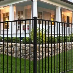 Buy 🎁 Newtown 2 in. x 2 in. x 6 ft. Black Aluminum Fence Line Post with Flat Cap by FORGERIGHT 😍 -Cheap Fence Gates Plus Store black forgeright metal fence posts 862408 4f 1000