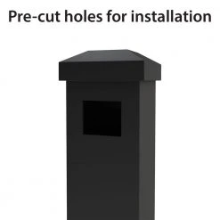 Best Pirce 🥰 Newtown 2 in. x 2 in. x 6 ft. Black Aluminum Fence End/Gate Post with Flat Cap by FORGERIGHT 🥰 -Cheap Fence Gates Plus Store black forgeright metal fence posts 862460 40 1000