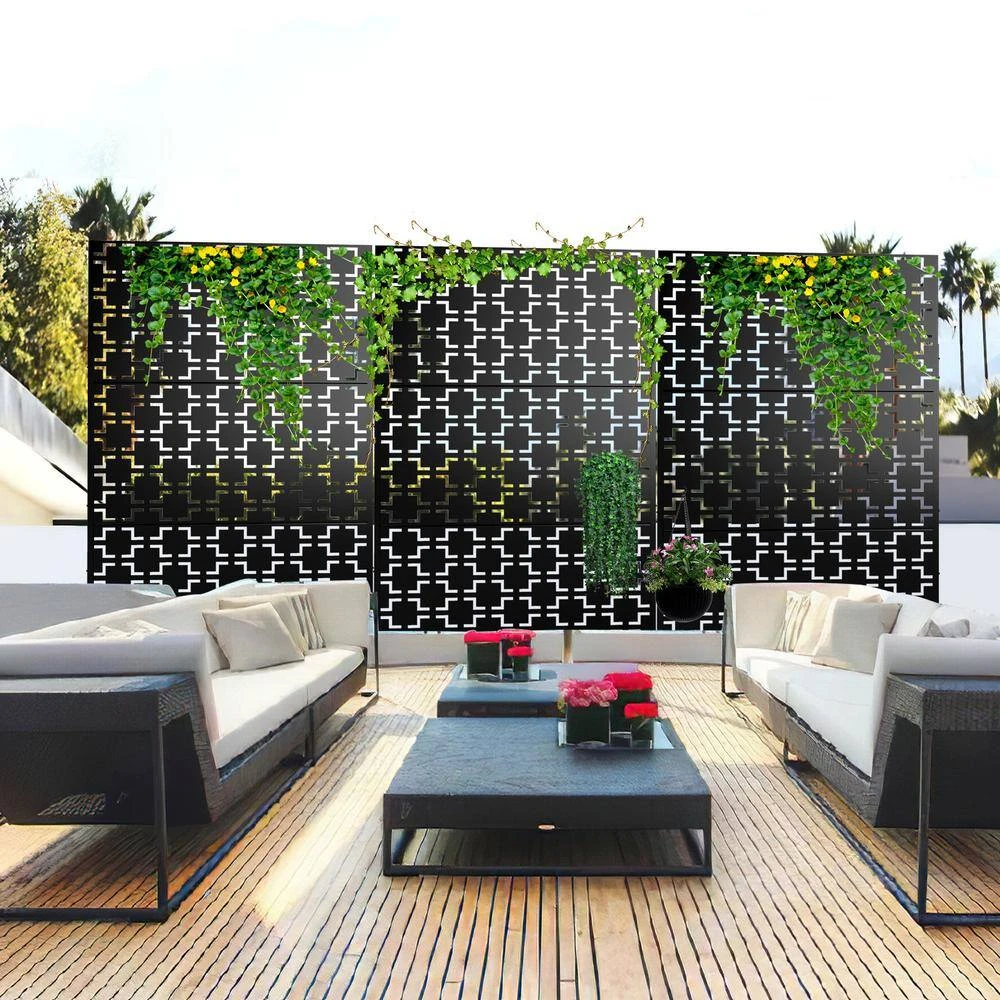 Cheap ๐คฉ 6.33 ft. H x 3.93 ft. W Laser Cut Metal Privacy Screen in Black, 3 Panels by Unbranded ๐ฅ 6 Cheap ๐คฉ 6.33 ft. H x 3.93 ft. W Laser Cut Metal Privacy Screen in Black, 3 Panels by Unbranded ๐ฅ - Image 4
