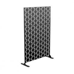 Cheap 🤩 6.33 ft. H x 3.93 ft. W Laser Cut Metal Privacy Screen in Black, 3 Panels by Unbranded 🔥