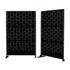 Coupon ❤️ 6.33 ft. H x 3.93 ft. W Laser Cut Metal Privacy Screen, 3 panels by Unbranded ✔️ -Cheap Fence Gates Plus Store black outdoor privacy screens cx66lc bk 64 1000