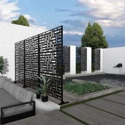 Best deal ❤️ 6.33 ft. H x 3.93 ft. W Black Laser Cut Metal Privacy Screen 3 Panels by Unbranded ⌛ -Cheap Fence Gates Plus Store black outdoor privacy screens d0102hpkmdv 4f 1000