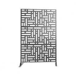 Best deal ❤️ 6.33 ft. H x 3.93 ft. W Black Laser Cut Metal Privacy Screen 3 Panels by Unbranded ⌛