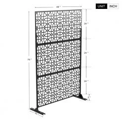 Cheap 🎉 6.33 ft. H x 3.93 ft. W Black Laser Cut Galvanized Steel Privacy Screen 3 Panels by Unbranded 🔔 -Cheap Fence Gates Plus Store black outdoor privacy screens d0102hpkmmg 1f 1000