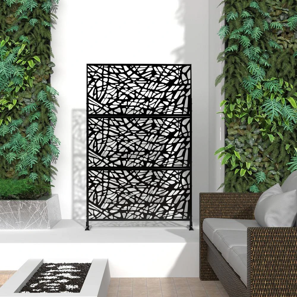 Buy 😍 6.5 ft. H x 4 ft. W Laser Cut Galvanized Steel Privacy Screen by Unbranded 😉 4 Buy 😍 6.5 ft. H x 4 ft. W Laser Cut Galvanized Steel Privacy Screen by Unbranded 😉 - Image 2