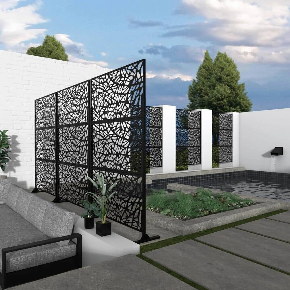 Flash Sale ๐ 6.5 ft. H x 4 ft. W Laser Cut Metal Privacy Screen 3 Panels by Unbranded ๐ 6 Flash Sale ๐ 6.5 ft. H x 4 ft. W Laser Cut Metal Privacy Screen 3 Panels by Unbranded ๐ - Image 4