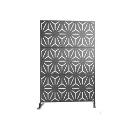Best Pirce 🎉 6.5 ft. H x 4 ft. W Black Laser Cut Metal Privacy Screen 3-Panels by Unbranded 🎁