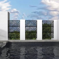 Deals 🔔 6.33 ft. H x 3.93 ft. W Black Laser Cut Metal Privacy Screen 3-Panels by Unbranded ✔️ -Cheap Fence Gates Plus Store black outdoor privacy screens gm l 27 c3 1000