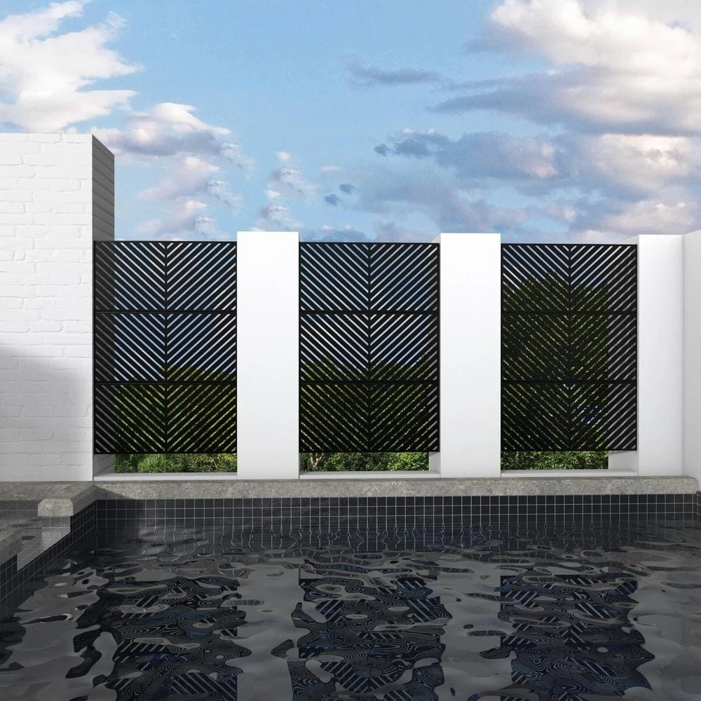 Flash Sale ✨ 6.33 ft. H x 3.93 ft. W Black Laser Cut Metal Privacy Screen 3-Panels by Unbranded 🎁 7 Flash Sale ✨ 6.33 ft. H x 3.93 ft. W Black Laser Cut Metal Privacy Screen 3-Panels by Unbranded 🎁 - Image 5