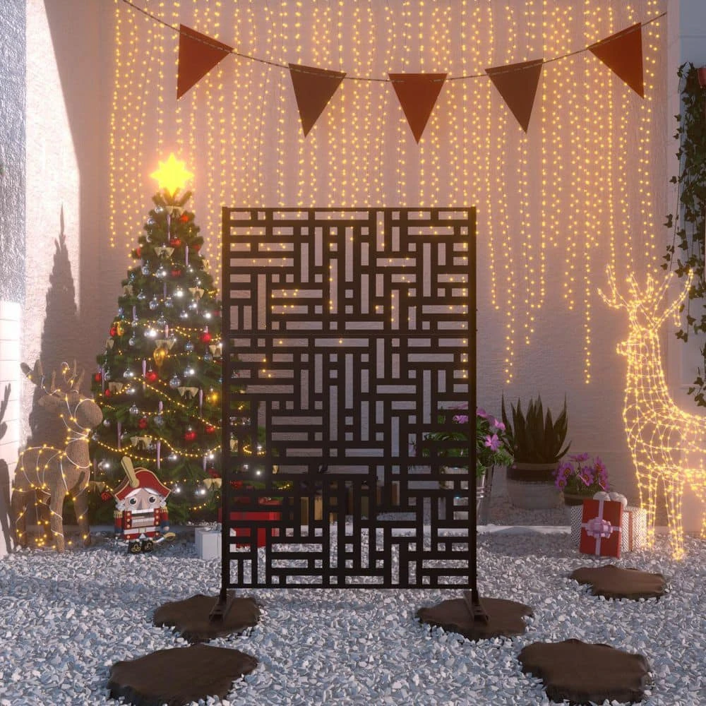 Cheap 🔥 Black Metal Outdoor Privacy Screen with Stand, Freestanding Outdoor Divider for Garden Patio Backyard(3-Panels) by Tunearary 🔔 3 Cheap 🔥 Black Metal Outdoor Privacy Screen with Stand, Freestanding Outdoor Divider for Garden Patio Backyard(3-Panels) by Tunearary 🔔