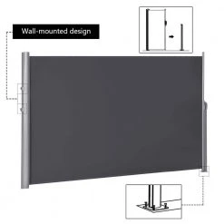 Best Sale ✔️ 118.5 in. W x 63 in. H Patio Retractable Folding Side Awning Screen Privacy Divider by ANGELES HOME 🔥 -Cheap Fence Gates Plus Store black outdoor privacy screens m35 8op71 66 1000