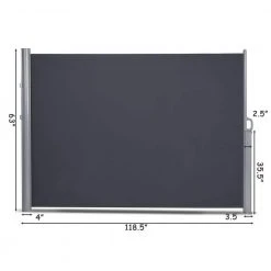Best Sale ✔️ 118.5 in. W x 63 in. H Patio Retractable Folding Side Awning Screen Privacy Divider by ANGELES HOME 🔥 -Cheap Fence Gates Plus Store black outdoor privacy screens m35 8op71 c3 1000