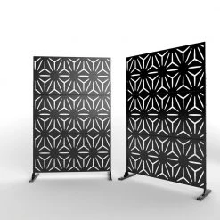 Deals 👏 6.5 ft. H x 4 ft. W Laser Cut Metal Privacy Screen in Black by Unbranded 🌟