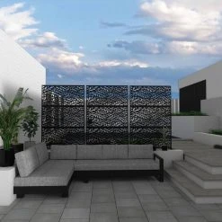 Budget 🧨 6.5 ft. H x 4 ft. W Laser Cut Metal Privacy Screen in Black by Unbranded 👍 -Cheap Fence Gates Plus Store black outdoor privacy screens st613a 118 1f 1000