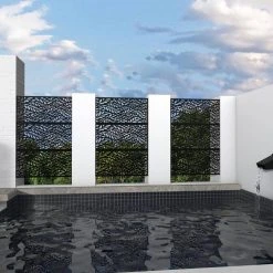 Budget 🧨 6.5 ft. H x 4 ft. W Laser Cut Metal Privacy Screen in Black by Unbranded 👍 -Cheap Fence Gates Plus Store black outdoor privacy screens st613a 118 4f 1000