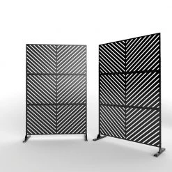 Best Pirce 👍 6.5 ft. H x 4 ft. W Outdoor Laser Cut Metal Privacy Screen in Black, 24 in. x 48 in. x 3 panels by Unbranded ✔️ -Cheap Fence Gates Plus Store black outdoor privacy screens st705b 22 1f 1000