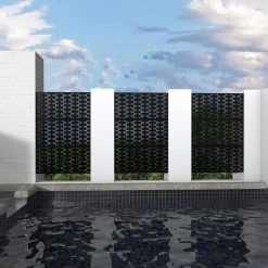 Wholesale 🥰 6.5 ft. H x 4 ft. W Black Laser Cut Metal Privacy Screen 3 Panels (24 in. x 48 in. x 3 panels) by Unbranded 🧨 -Cheap Fence Gates Plus Store black outdoor privacy screens t1025m1 44 1000