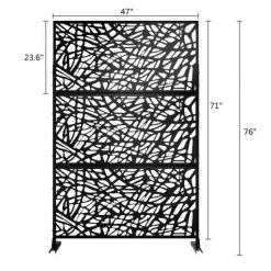 Cheap 🎉 6.5 ft. H x 4 ft. W Black Laser Cut Metal Privacy Screen, 3 Panels by Unbranded ⌛ -Cheap Fence Gates Plus Store black outdoor privacy screens wy 124 44 1000