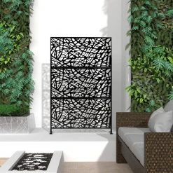 Cheap 🎉 6.5 ft. H x 4 ft. W Black Laser Cut Metal Privacy Screen, 3 Panels by Unbranded ⌛
