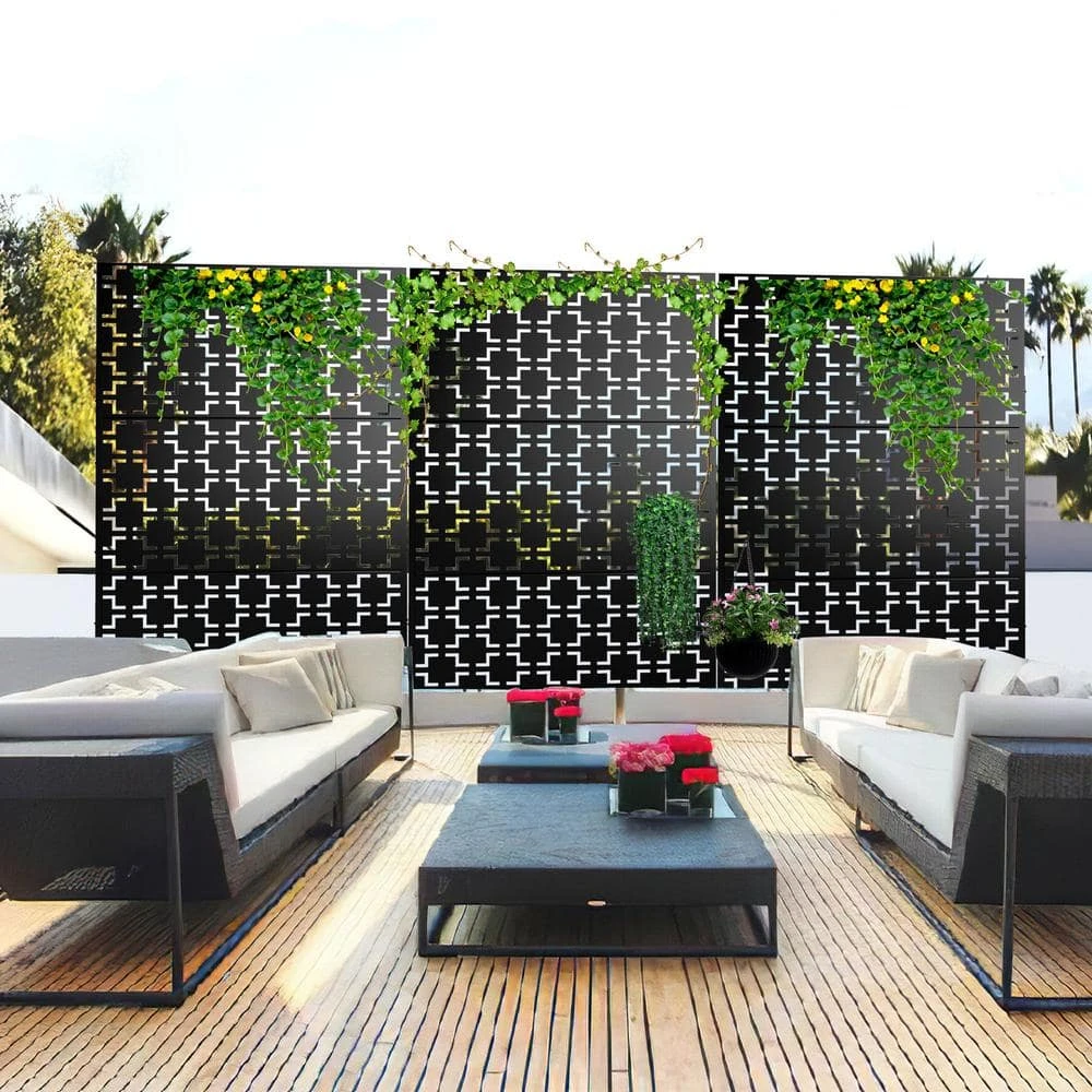 Budget ๐ 6.33 ft. H x 3.93 ft. W Laser Cut Metal Privacy Screen in Black by Unbranded โญ 8 Budget ๐ 6.33 ft. H x 3.93 ft. W Laser Cut Metal Privacy Screen in Black by Unbranded โญ - Image 6