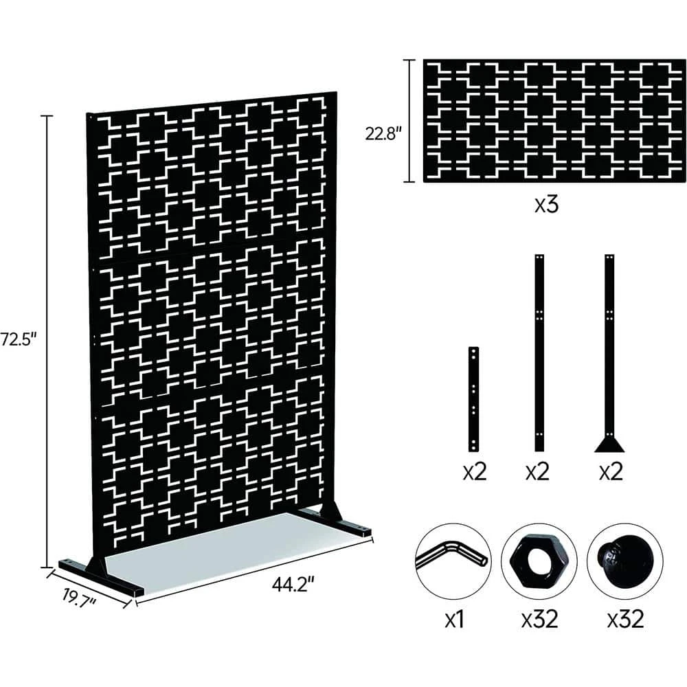 Budget ๐ 6.33 ft. H x 3.93 ft. W Laser Cut Metal Privacy Screen in Black by Unbranded โญ 6 Budget ๐ 6.33 ft. H x 3.93 ft. W Laser Cut Metal Privacy Screen in Black by Unbranded โญ - Image 4