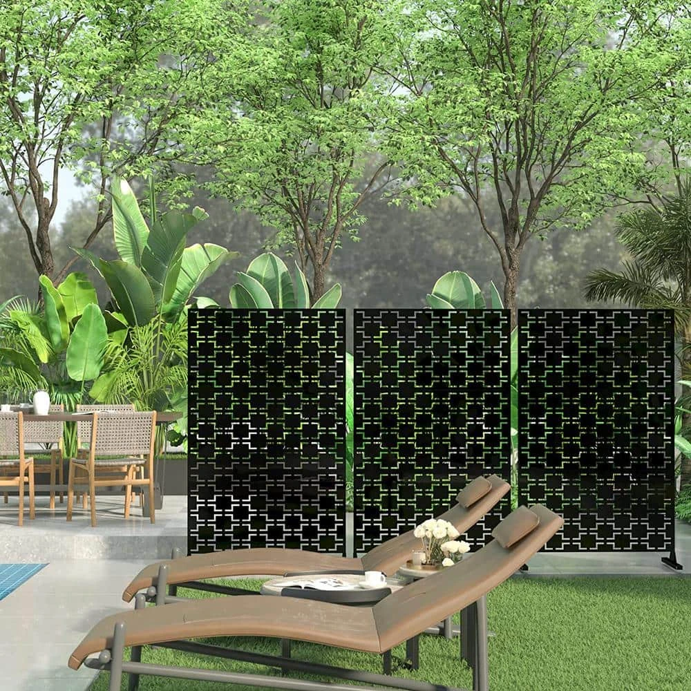 Budget ๐ 6.33 ft. H x 3.93 ft. W Laser Cut Metal Privacy Screen in Black by Unbranded โญ 10 Budget ๐ 6.33 ft. H x 3.93 ft. W Laser Cut Metal Privacy Screen in Black by Unbranded โญ - Image 8