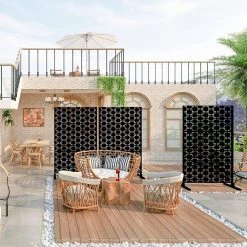 Budget ๐ 6.33 ft. H x 3.93 ft. W Laser Cut Metal Privacy Screen in Black by Unbranded โญ 16 Budget ๐ 6.33 ft. H x 3.93 ft. W Laser Cut Metal Privacy Screen in Black by Unbranded โญ -Cheap Fence Gates Plus Store black outdoor privacy screens xz511bz46 fa 1000