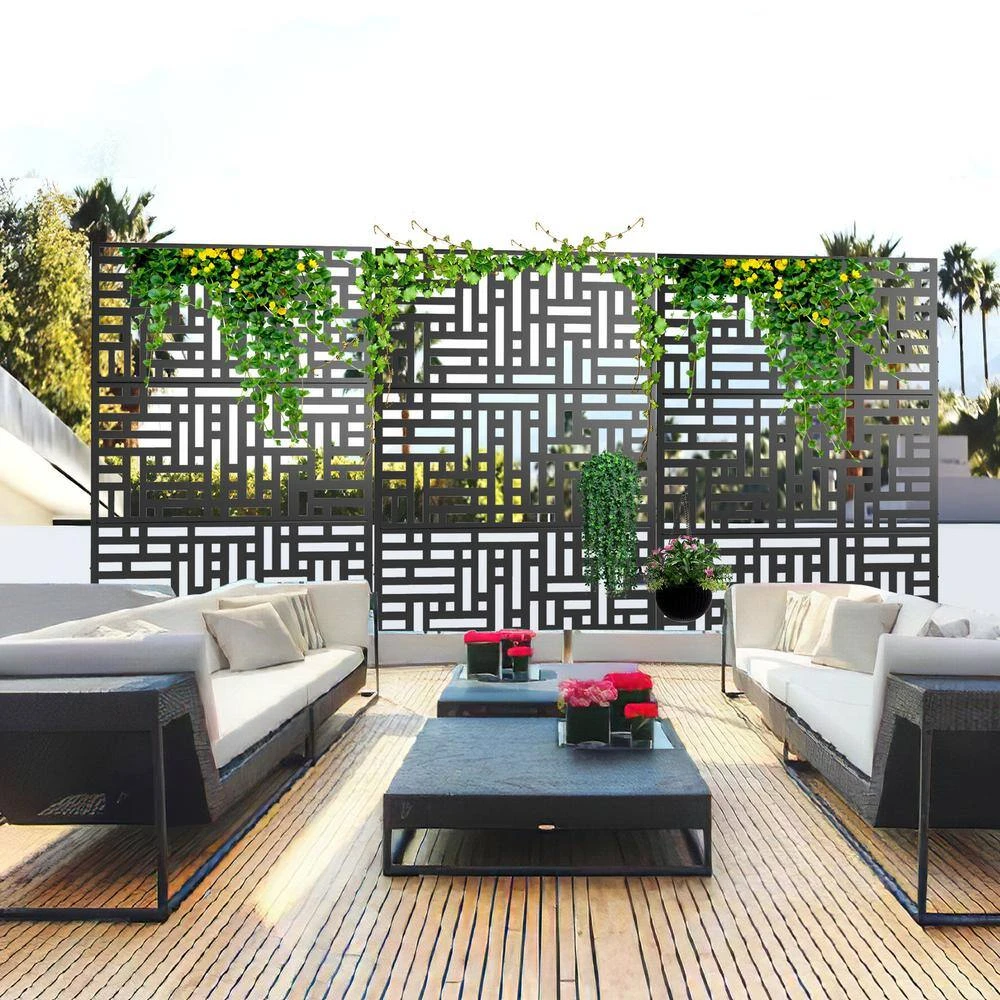 Best deal 🥰 6.33 ft. H x 3.93 ft. W Laser Cut Metal Privacy Screen in Black by Unbranded ✨ 6 Best deal 🥰 6.33 ft. H x 3.93 ft. W Laser Cut Metal Privacy Screen in Black by Unbranded ✨ - Image 4