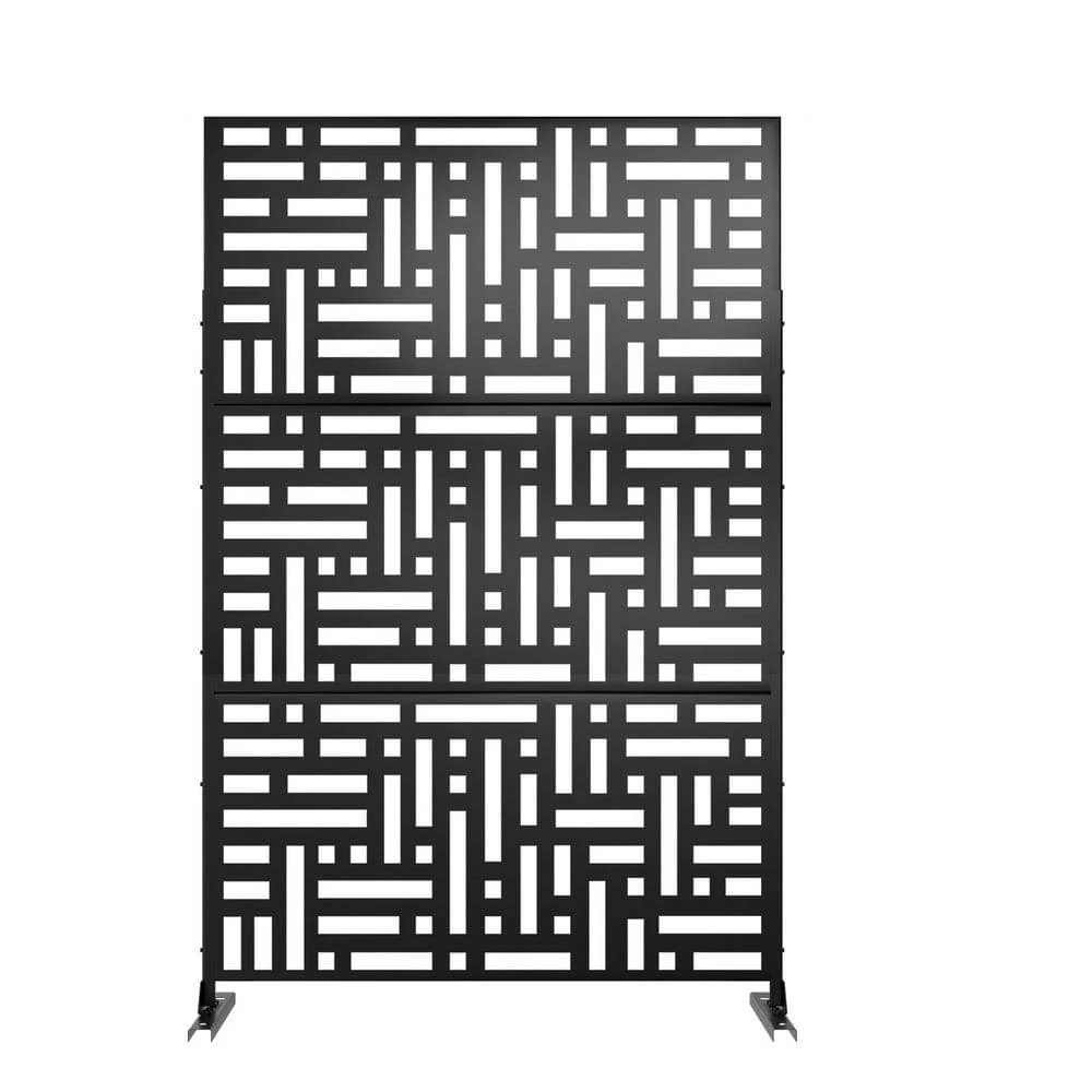 Best deal 🥰 6.33 ft. H x 3.93 ft. W Laser Cut Metal Privacy Screen in Black by Unbranded ✨ 3 Best deal 🥰 6.33 ft. H x 3.93 ft. W Laser Cut Metal Privacy Screen in Black by Unbranded ✨