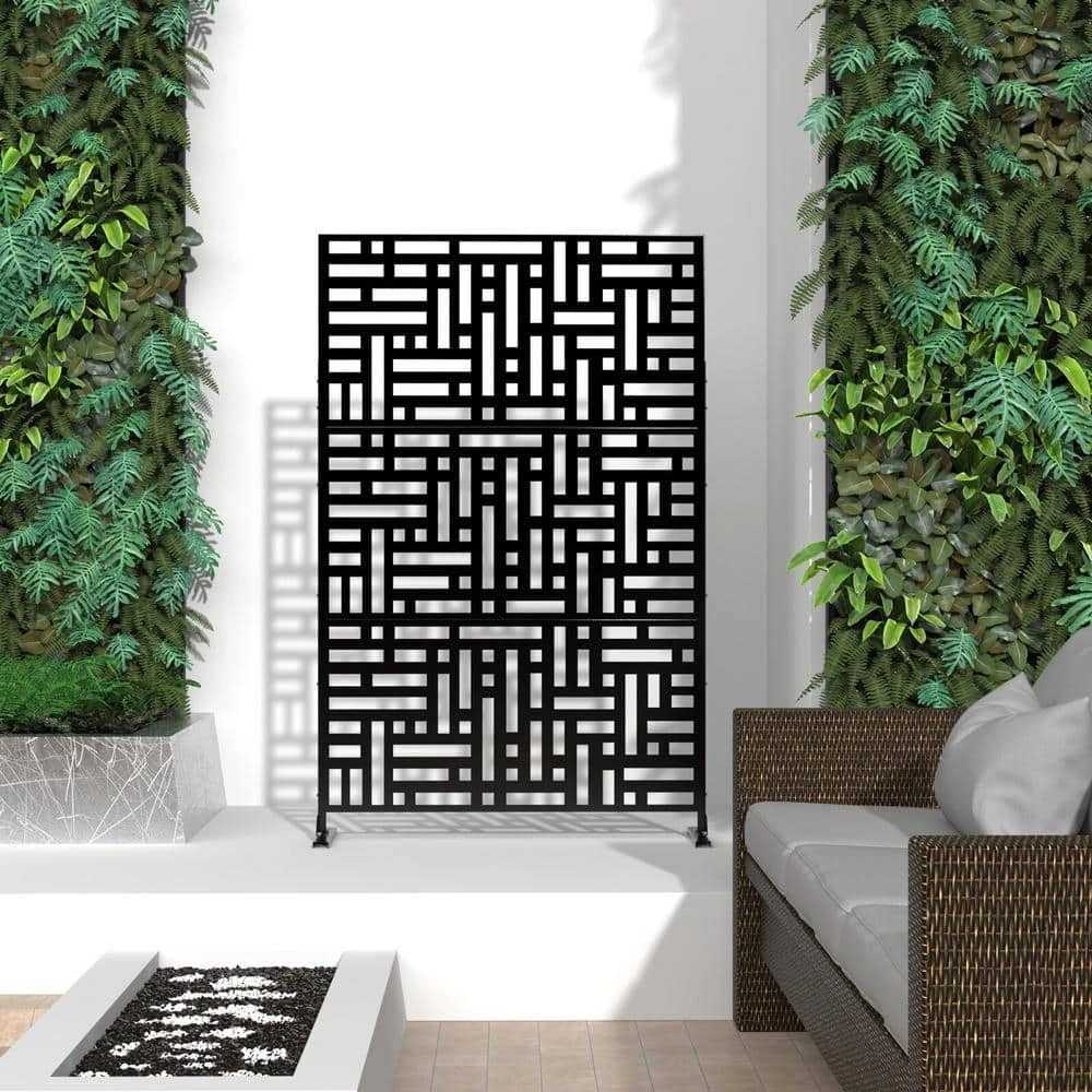 Best deal 🥰 6.33 ft. H x 3.93 ft. W Laser Cut Metal Privacy Screen in Black by Unbranded ✨ 4 Best deal 🥰 6.33 ft. H x 3.93 ft. W Laser Cut Metal Privacy Screen in Black by Unbranded ✨ - Image 2