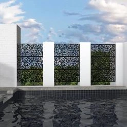 Deals ✔️ 6.5 ft. H x 4 ft. W Laser Cut Metal Privacy Screen in Black by Unbranded 👍 -Cheap Fence Gates Plus Store black outdoor privacy screens xz525bz110 4f 1000