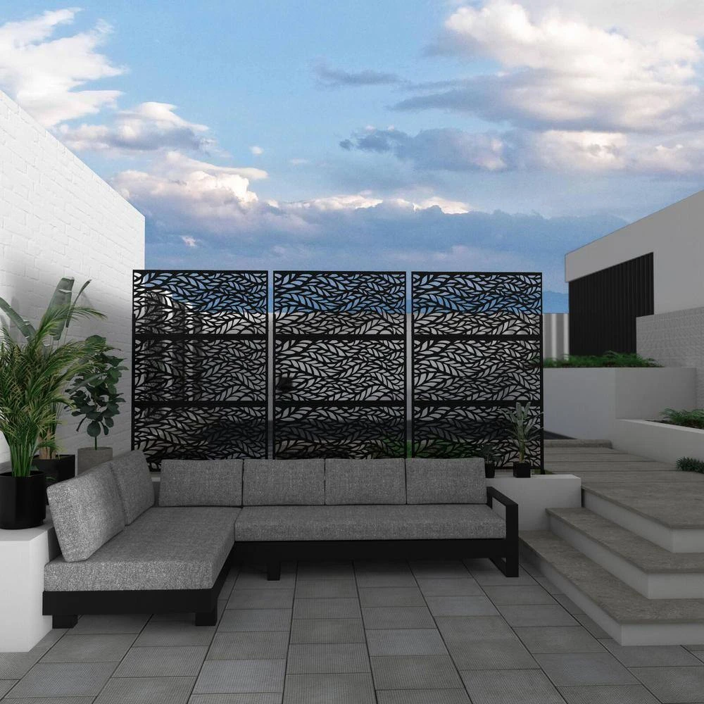 Promo ๐ 6.5 ft. H x 4 ft. W Laser Cut Metal Privacy Screen in Black by Unbranded ๐ 6 Promo ๐ 6.5 ft. H x 4 ft. W Laser Cut Metal Privacy Screen in Black by Unbranded ๐ - Image 4