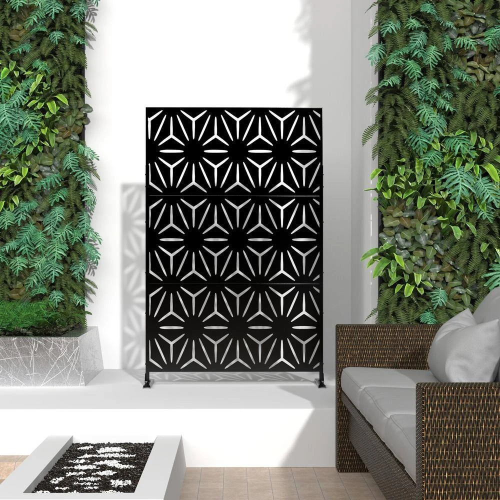 Best Sale 👏 6.5 ft. H x 4 ft. W Laser Cut Metal Privacy Screen in Black by Unbranded ✔️ 4 Best Sale 👏 6.5 ft. H x 4 ft. W Laser Cut Metal Privacy Screen in Black by Unbranded ✔️ - Image 2