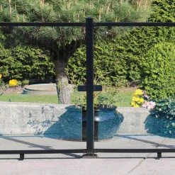 Budget 🌟 AquatinePLUS 2.38 in. x 2.38 in. x 4.20 ft. Black Aluminum Hard Surface Pool Fence Post by PEAK 🌟 -Cheap Fence Gates Plus Store black powder coat peak metal fence posts 57003 31 1000