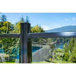 Budget 🌟 AquatinePLUS 2.38 in. x 2.38 in. x 4.20 ft. Black Aluminum Hard Surface Pool Fence Post by PEAK 🌟 -Cheap Fence Gates Plus Store black powder coat peak metal fence posts 57003 66 1000