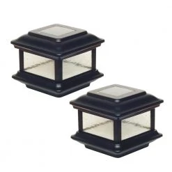 Best deal ✨ Colonial 3.5 in. x 3.5 in. Outdoor Black Cast Aluminum LED Solar Post Cap (2-Pack) by Classy Caps ✨