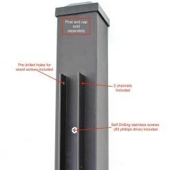 New 🧨 81 in. x 1-1/4 in. x 1-1/4 in. Black Aluminum Fence Channels, for 7ft. High fence, 2 per pack, includes screws by Slipfence ⭐ -Cheap Fence Gates Plus Store black powder coated slipfence composite fence rails sf2 hck07 4f 1000